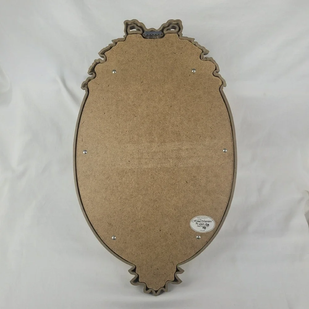 Vintage Home Interiors Gold Oval Wall Mirror Rose Ribbon Hollywood Regency 21